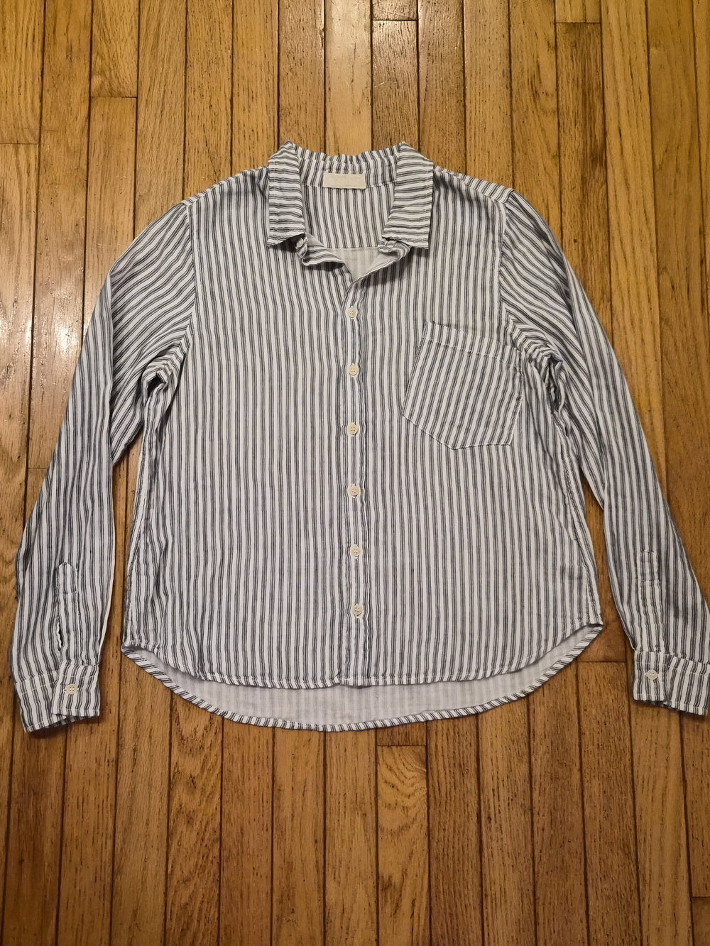 CP Shades Blue White Stripe Cotton Button Down Shirt Small Made in USA